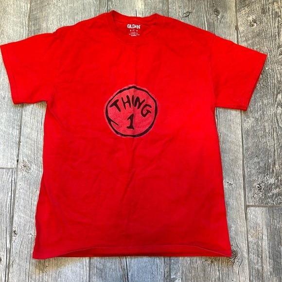 Thing 1 dr suess short sleeve t shirt red medium Halloween costume - Picture 1 of 3